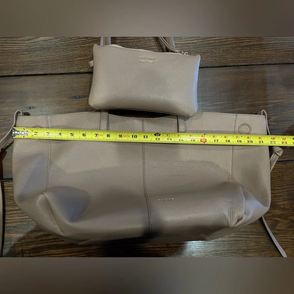 Polene Cyme Textured Taupe Leather Tote - Picture 9 of 16